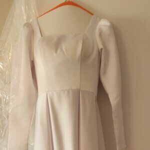 Satin wedding dress w corset back tie